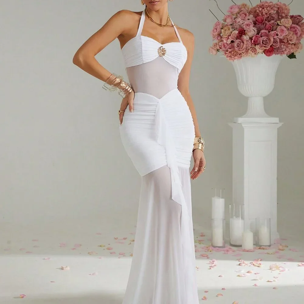 White Bohemian Sexy Women's Coverup Dress - Picture 4 of 7